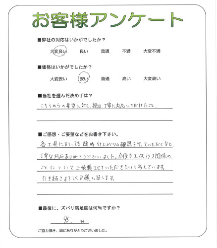工事の感想を聞かせてください。