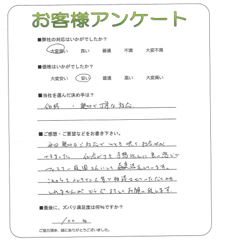 工事の感想を聞かせてください。