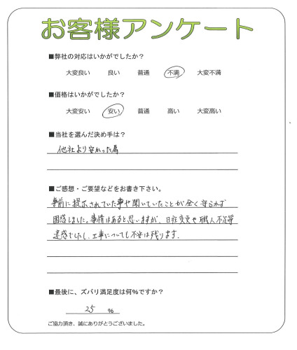 工事の感想を聞かせてください。