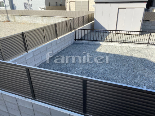 ブロック塀 (化粧ブロック) 太陽エコブロックス 普通CB アルミ形材 フェンス LIXIL AB YL3型 横ルーバー3 目隠し