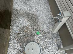 犬走り 防犯砂利敷き バラス砕石 防草シート加工