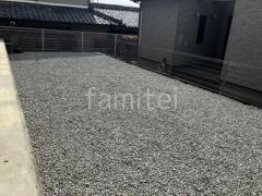 お庭 防犯砂利敷き バラス砕石 防草シート加工